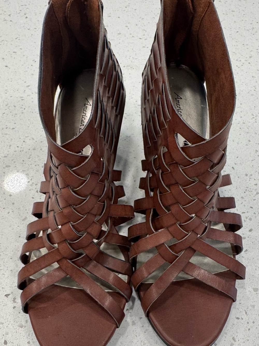 American Eagle Outfitters woven vegan faux leather wedge Gladiator Sandals-7